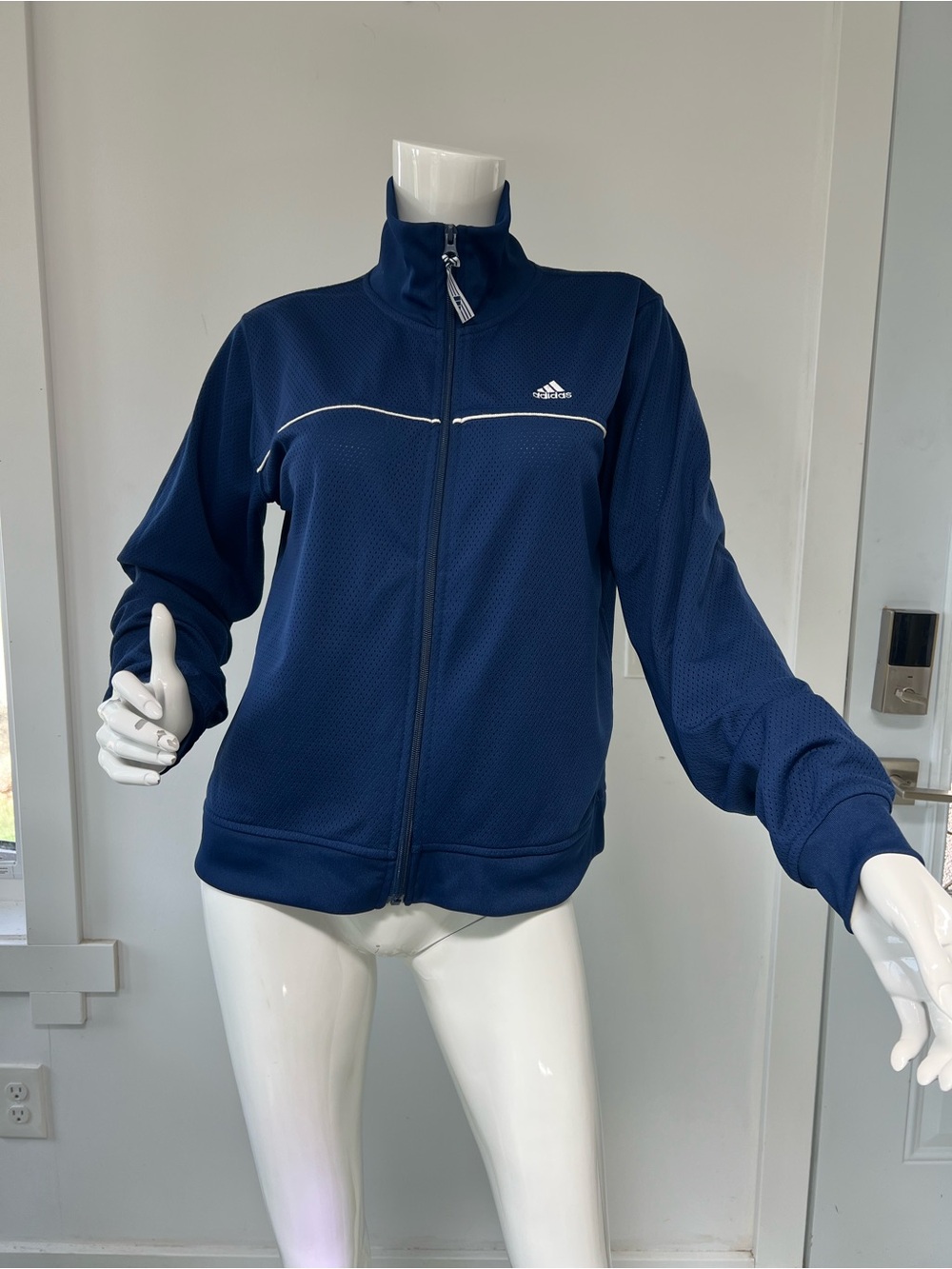 Vintage Made in Canada adidas Women's Navy Blue Full-Zip Bomber Track Rare